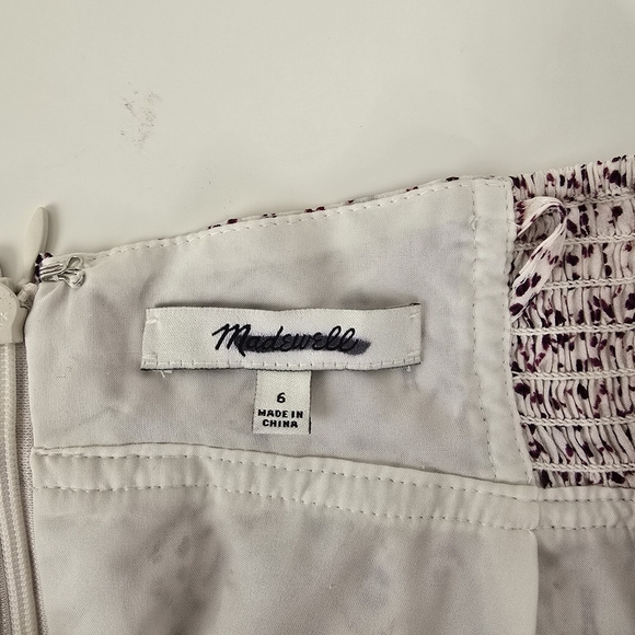 Madewell Silk Convertible Straps Dress Echo Grid Smocked Halter Neck Size 6 - Picture 15 of 15